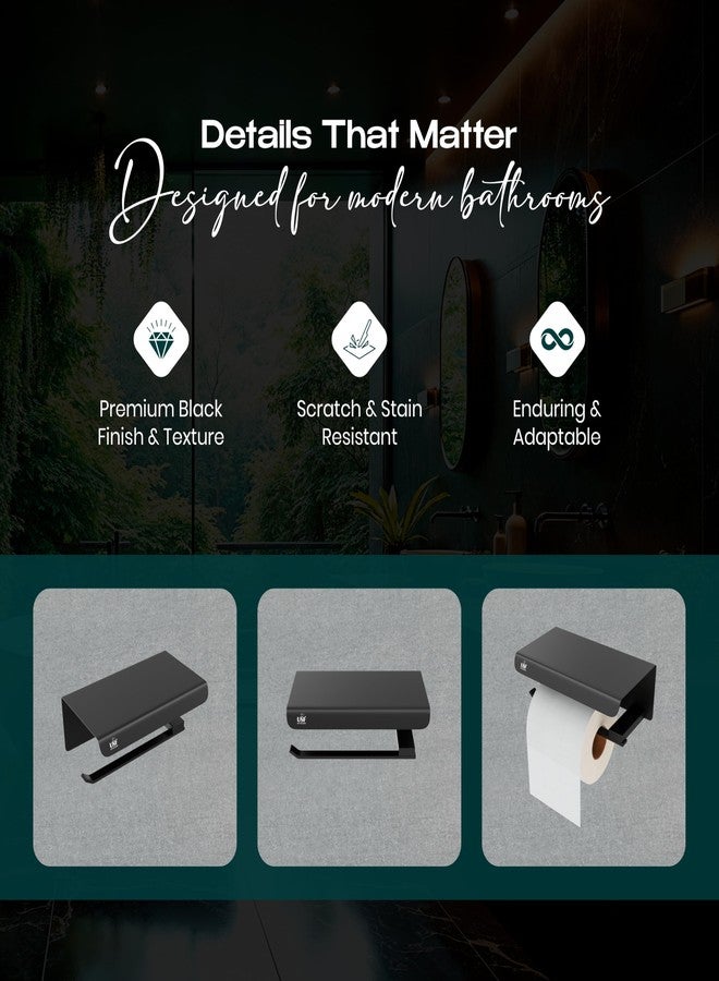 U-S-F BATH ACCESSORIES حامل لفافة ورق التواليت من يو إس إف باث أكسسوارات للحمام، حامل ورق تواليت من الفولاذ المقاوم للصدأ 304، حامل لفافة ورق التواليت، أدوات الحمام (أسود، مربع) - Image 5